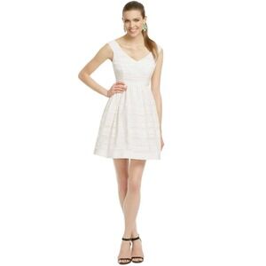 Lilly Pulitzer Kissed by Kiera Dress w/Pockets 100%‎ Silk  Cream/White Women's 0